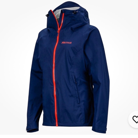 Marmot PreCip Women’s L Navy Waterproof Rain Jacket Hooded Windbreaker - Picture 1 of 7